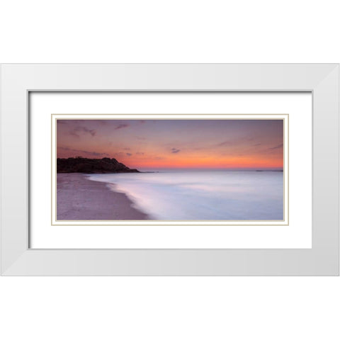 Evening view of beautiful beach in Israel White Modern Wood Framed Art Print with Double Matting by Frank, Assaf