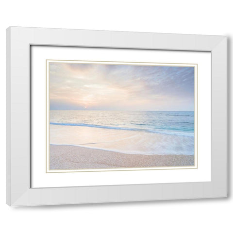 Calm beach at sunset White Modern Wood Framed Art Print with Double Matting by Frank, Assaf