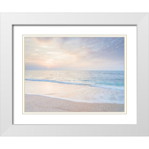 Calm beach at sunset White Modern Wood Framed Art Print with Double Matting by Frank, Assaf