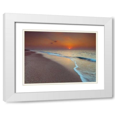Tranquil beach at dusk White Modern Wood Framed Art Print with Double Matting by Frank, Assaf