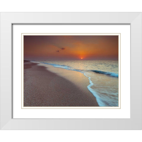 Tranquil beach at dusk White Modern Wood Framed Art Print with Double Matting by Frank, Assaf