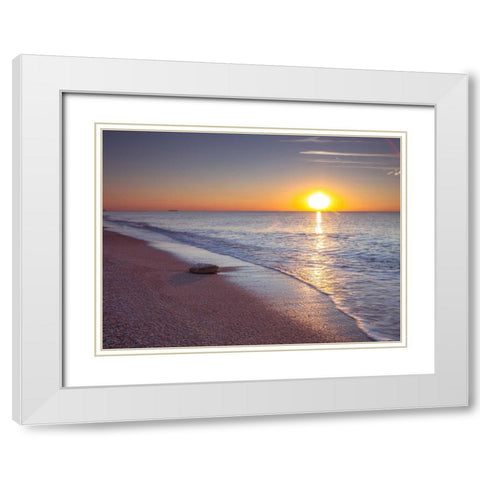 Tranquil beach at dusk White Modern Wood Framed Art Print with Double Matting by Frank, Assaf
