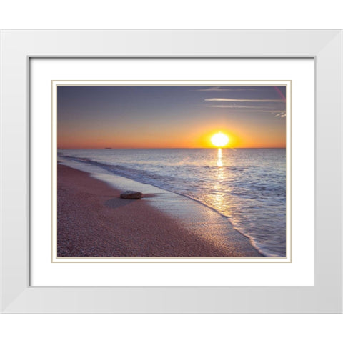 Tranquil beach at dusk White Modern Wood Framed Art Print with Double Matting by Frank, Assaf