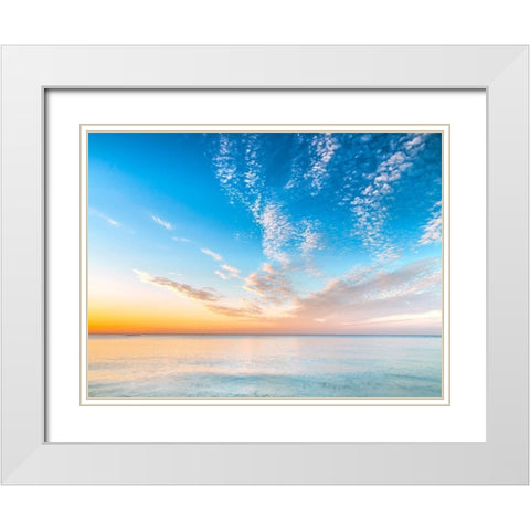 Calm beach at dusk White Modern Wood Framed Art Print with Double Matting by Frank, Assaf