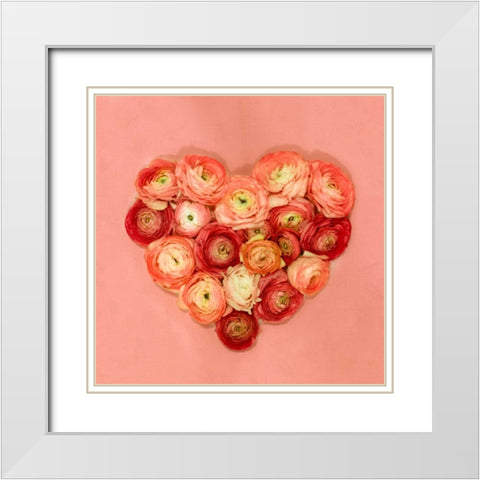 Heart made of flowers White Modern Wood Framed Art Print with Double Matting by Frank, Assaf