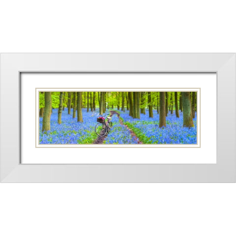 Bicycle in spring forest White Modern Wood Framed Art Print with Double Matting by Frank, Assaf