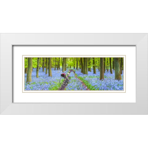 Bicycle in spring forest White Modern Wood Framed Art Print with Double Matting by Frank, Assaf