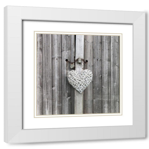 Heart on old rustic door White Modern Wood Framed Art Print with Double Matting by Frank, Assaf