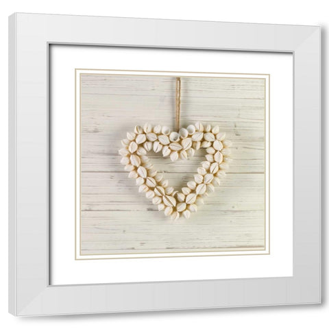 Creatrive Heart shape symbol White Modern Wood Framed Art Print with Double Matting by Frank, Assaf
