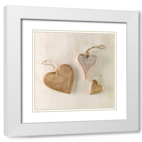 Creatrive Heart shape symbol White Modern Wood Framed Art Print with Double Matting by Frank, Assaf