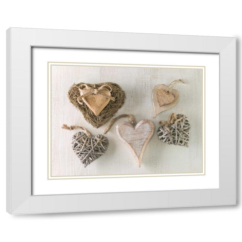 Creatrive Heart shape symbol White Modern Wood Framed Art Print with Double Matting by Frank, Assaf