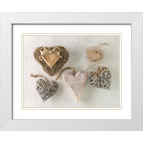 Creatrive Heart shape symbol White Modern Wood Framed Art Print with Double Matting by Frank, Assaf