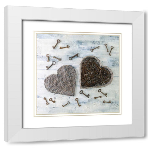 Creatrive Heart shape symbol White Modern Wood Framed Art Print with Double Matting by Frank, Assaf