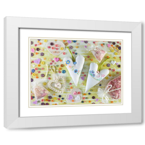 Creatrive Heart shape symbol White Modern Wood Framed Art Print with Double Matting by Frank, Assaf