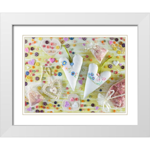 Creatrive Heart shape symbol White Modern Wood Framed Art Print with Double Matting by Frank, Assaf
