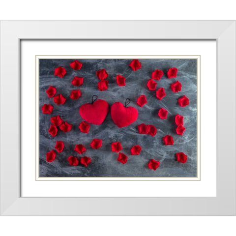 Creatrive Heart shape symbol White Modern Wood Framed Art Print with Double Matting by Frank, Assaf