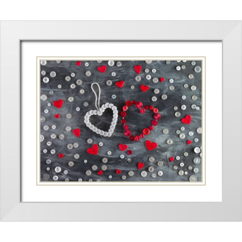 Creatrive Heart shape symbol White Modern Wood Framed Art Print with Double Matting by Frank, Assaf