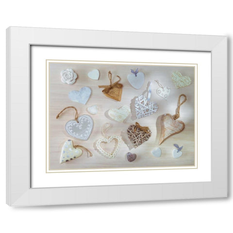 Creatrive Heart shape symbol White Modern Wood Framed Art Print with Double Matting by Frank, Assaf