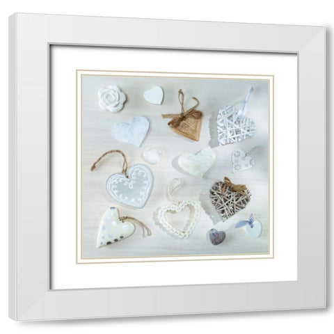 Creatrive Heart shape symbol White Modern Wood Framed Art Print with Double Matting by Frank, Assaf