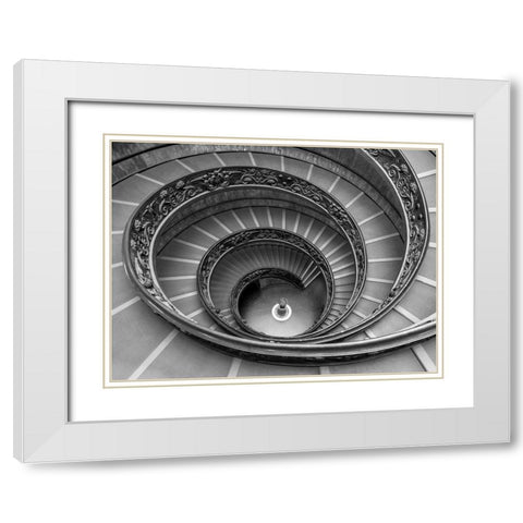 Spiral staircase in Vatican White Modern Wood Framed Art Print with Double Matting by Frank, Assaf