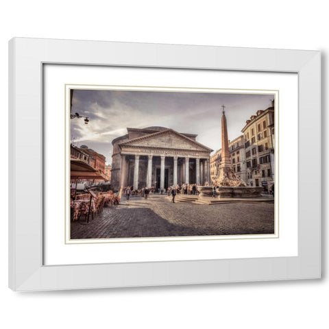 Pantheon in Rome, Italy White Modern Wood Framed Art Print with Double Matting by Frank, Assaf