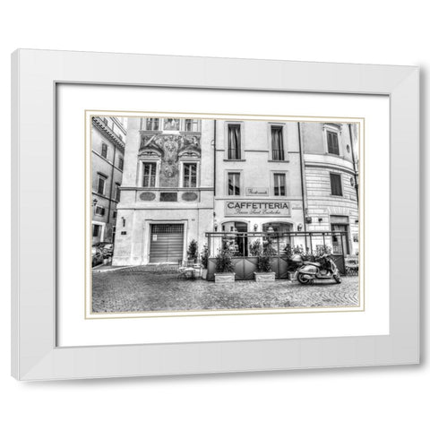 Cafeteria in Rome White Modern Wood Framed Art Print with Double Matting by Frank, Assaf