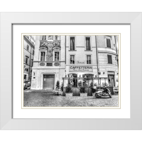 Cafeteria in Rome White Modern Wood Framed Art Print with Double Matting by Frank, Assaf