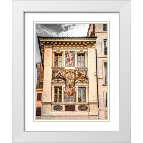 Architectural Feature of old building in Rome White Modern Wood Framed Art Print with Double Matting by Frank, Assaf