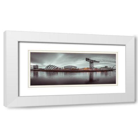 View along the river Clyde, Glasgow White Modern Wood Framed Art Print with Double Matting by Frank, Assaf