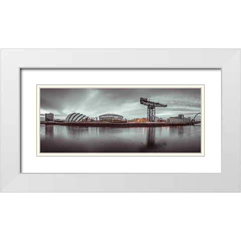 View along the river Clyde, Glasgow White Modern Wood Framed Art Print with Double Matting by Frank, Assaf