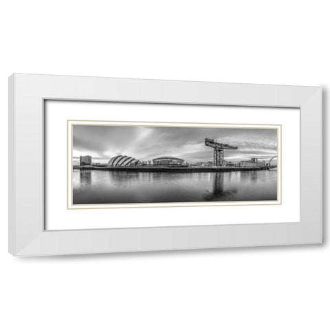 View along the river Clyde, Glasgow, FTBR-1805 White Modern Wood Framed Art Print with Double Matting by Frank, Assaf