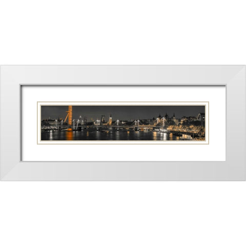 Panoramic view of London skyline over River Thames White Modern Wood Framed Art Print with Double Matting by Frank, Assaf