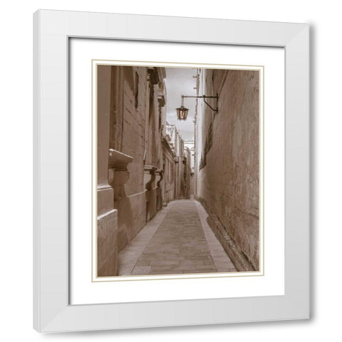 Narrow street in town of Mdina, Malta White Modern Wood Framed Art Print with Double Matting by Frank, Assaf
