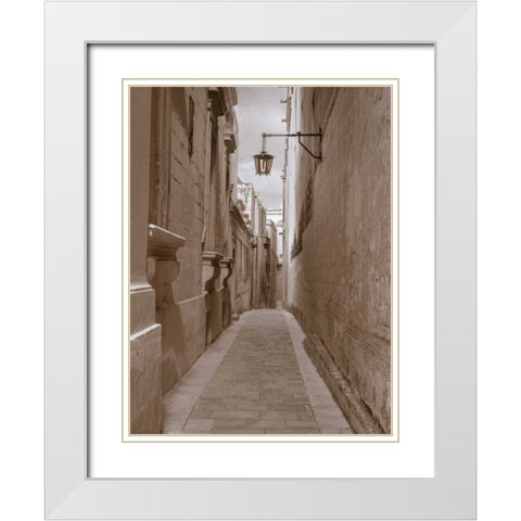 Narrow street in town of Mdina, Malta White Modern Wood Framed Art Print with Double Matting by Frank, Assaf