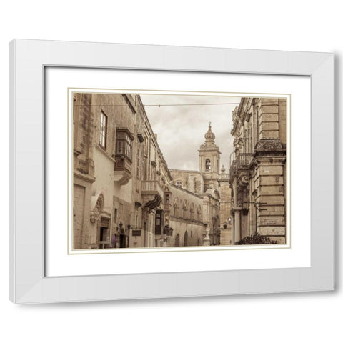 Old buildings in Mdina, Malta White Modern Wood Framed Art Print with Double Matting by Frank, Assaf