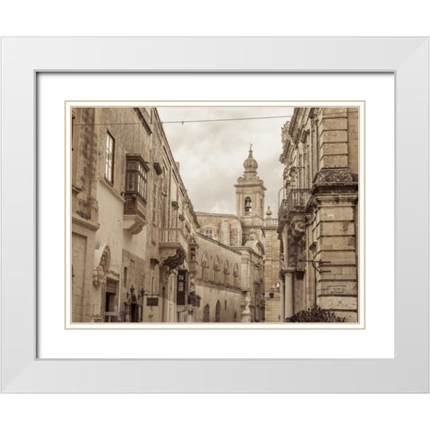 Old buildings in Mdina, Malta White Modern Wood Framed Art Print with Double Matting by Frank, Assaf