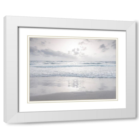 Tranquil beach with cloudscape White Modern Wood Framed Art Print with Double Matting by Frank, Assaf