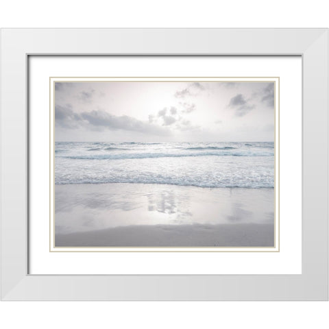 Tranquil beach with cloudscape White Modern Wood Framed Art Print with Double Matting by Frank, Assaf