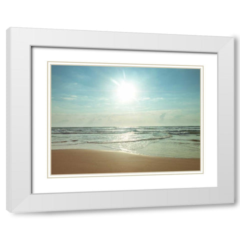 Beautiful beach on a bright sunny day White Modern Wood Framed Art Print with Double Matting by Frank, Assaf