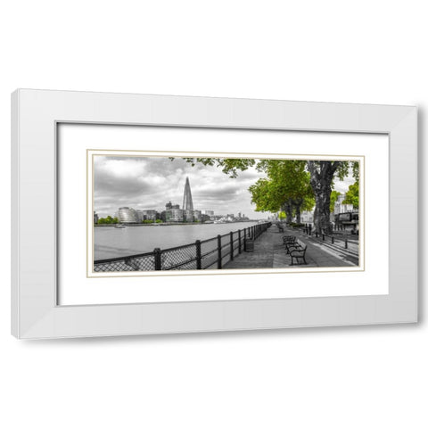 Thames promenade with The Shard in background, London, UK White Modern Wood Framed Art Print with Double Matting by Frank, Assaf