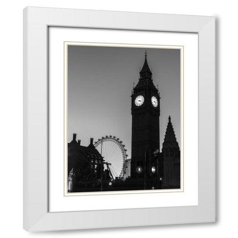 View of Big Ben from street, London, UK White Modern Wood Framed Art Print with Double Matting by Frank, Assaf