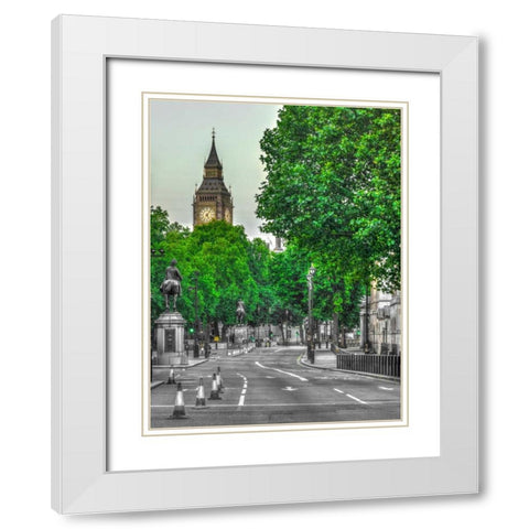 Big Ben from city street, London White Modern Wood Framed Art Print with Double Matting by Frank, Assaf