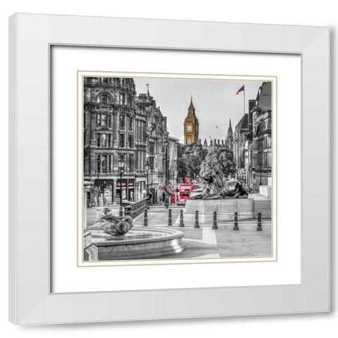 Trafalgar Square, London, UK White Modern Wood Framed Art Print with Double Matting by Frank, Assaf