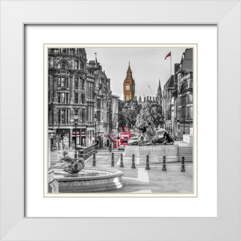 Trafalgar Square, London, UK White Modern Wood Framed Art Print with Double Matting by Frank, Assaf