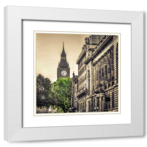 View of Big Ben from Trafalgar Square, London, UK White Modern Wood Framed Art Print with Double Matting by Frank, Assaf