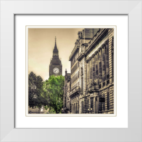 View of Big Ben from Trafalgar Square, London, UK White Modern Wood Framed Art Print with Double Matting by Frank, Assaf