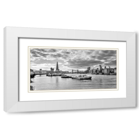 River Thames and London skyline White Modern Wood Framed Art Print with Double Matting by Frank, Assaf