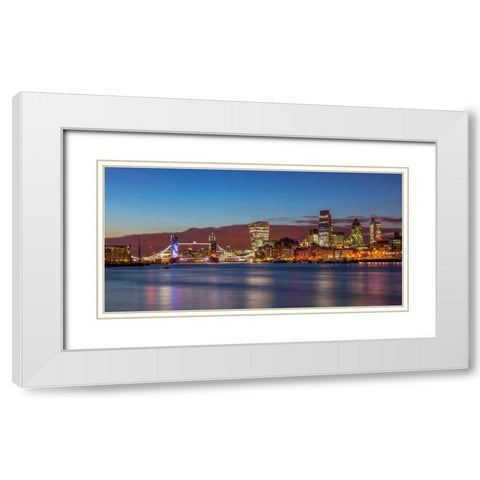 London skyline over river Thames, UK White Modern Wood Framed Art Print with Double Matting by Frank, Assaf