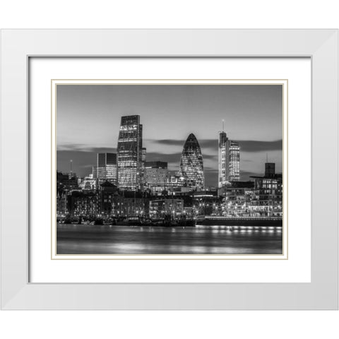 London skyline over river Thames, UK White Modern Wood Framed Art Print with Double Matting by Frank, Assaf