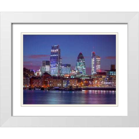 London skyline over river Thames, UK White Modern Wood Framed Art Print with Double Matting by Frank, Assaf